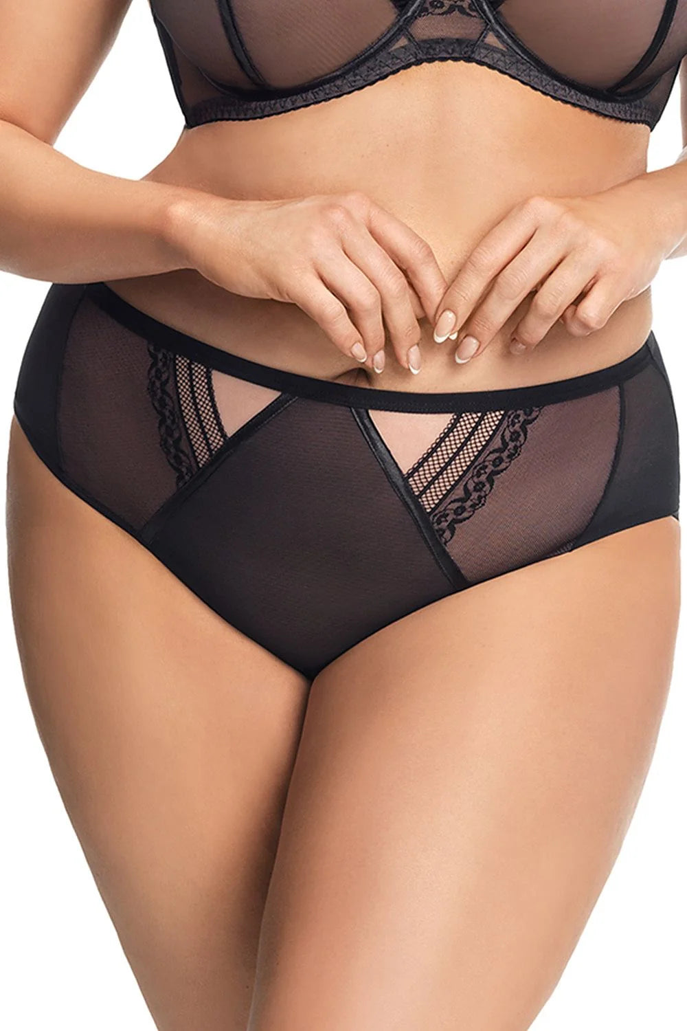Culotte taille haute tulle dentelle noire élégante sensuelle maintien confortable grandes tailles lingerie chic