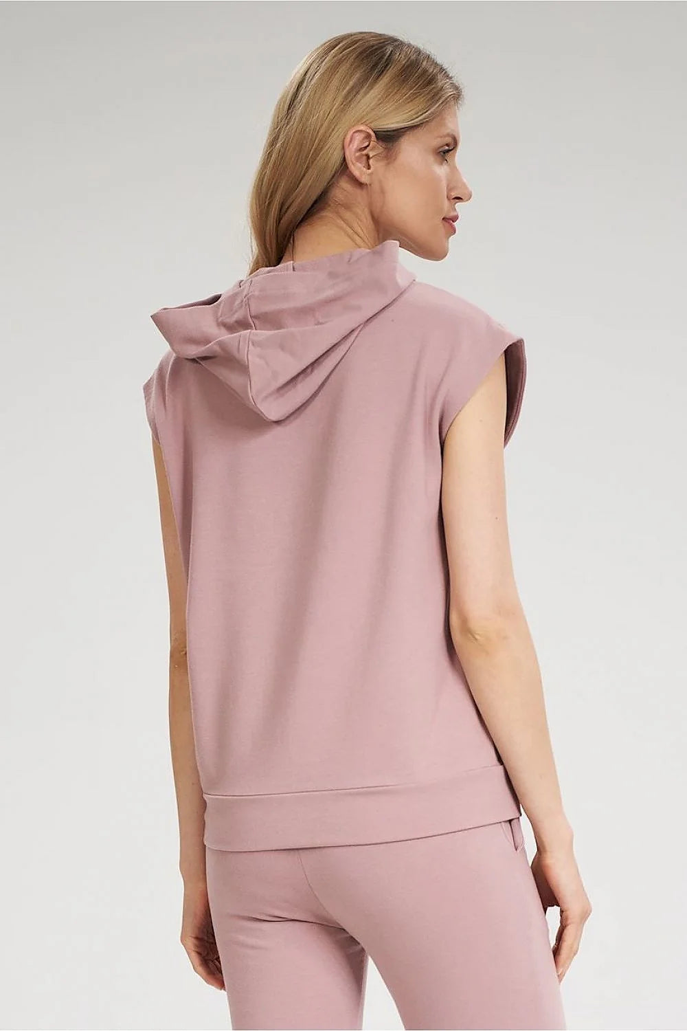 Sweat à capuche sans manches en coton jaune pâle coupe ample style décontracté pour femme moderne
