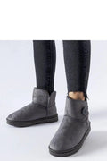 bottes neige Solea grises mi mollet moderne chic suédé synthétique caoutchouc semelle antidérapante doublure chaude bouton décoratif coutures apparentes confortable