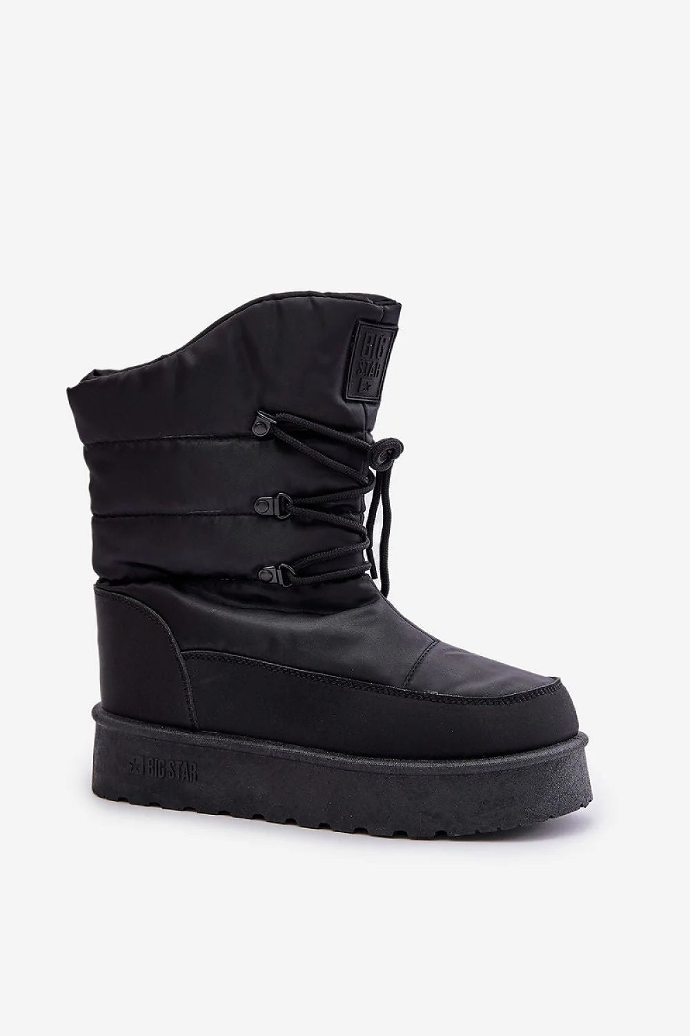 Bottes de neige pour femmes design moderne coupe montante style après-ski urban chic matériau synthétique noir résistant à l'eau semelle caoutchouc épais doublure fourrure intérieure confortable