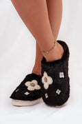 pantoufles fourrure femmes fleurs chaudes confortables semelle souple doublure plantaire moelleuse délicates féminines charmantes détente maison