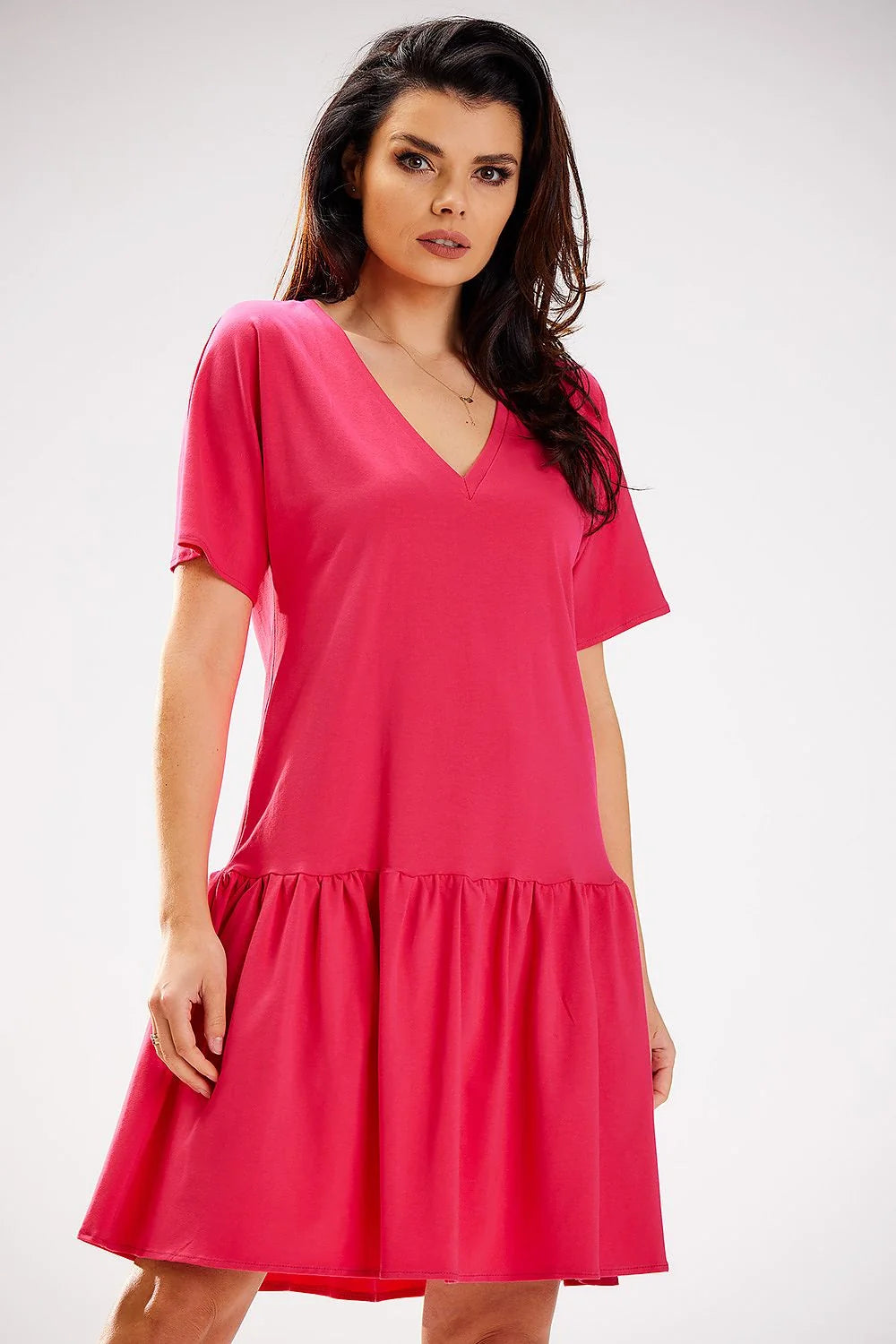 Robe de jour Infinite You style décontracté manches courtes volant bas été coton pologne femme
