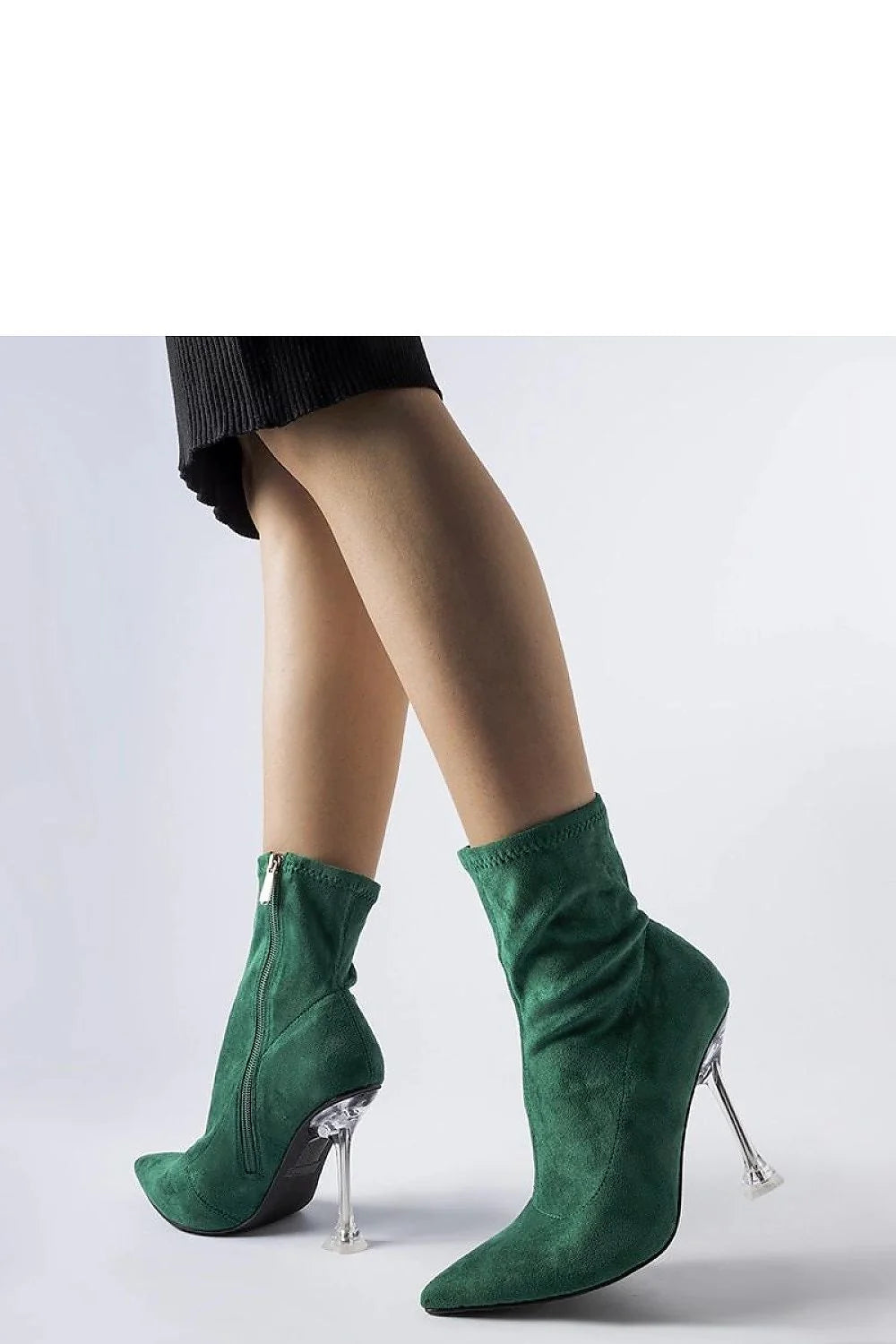 Bottes à talons transparents vertes design moderne en daim pour femme, occasionnels élégants, confortables, mode tendance 2023