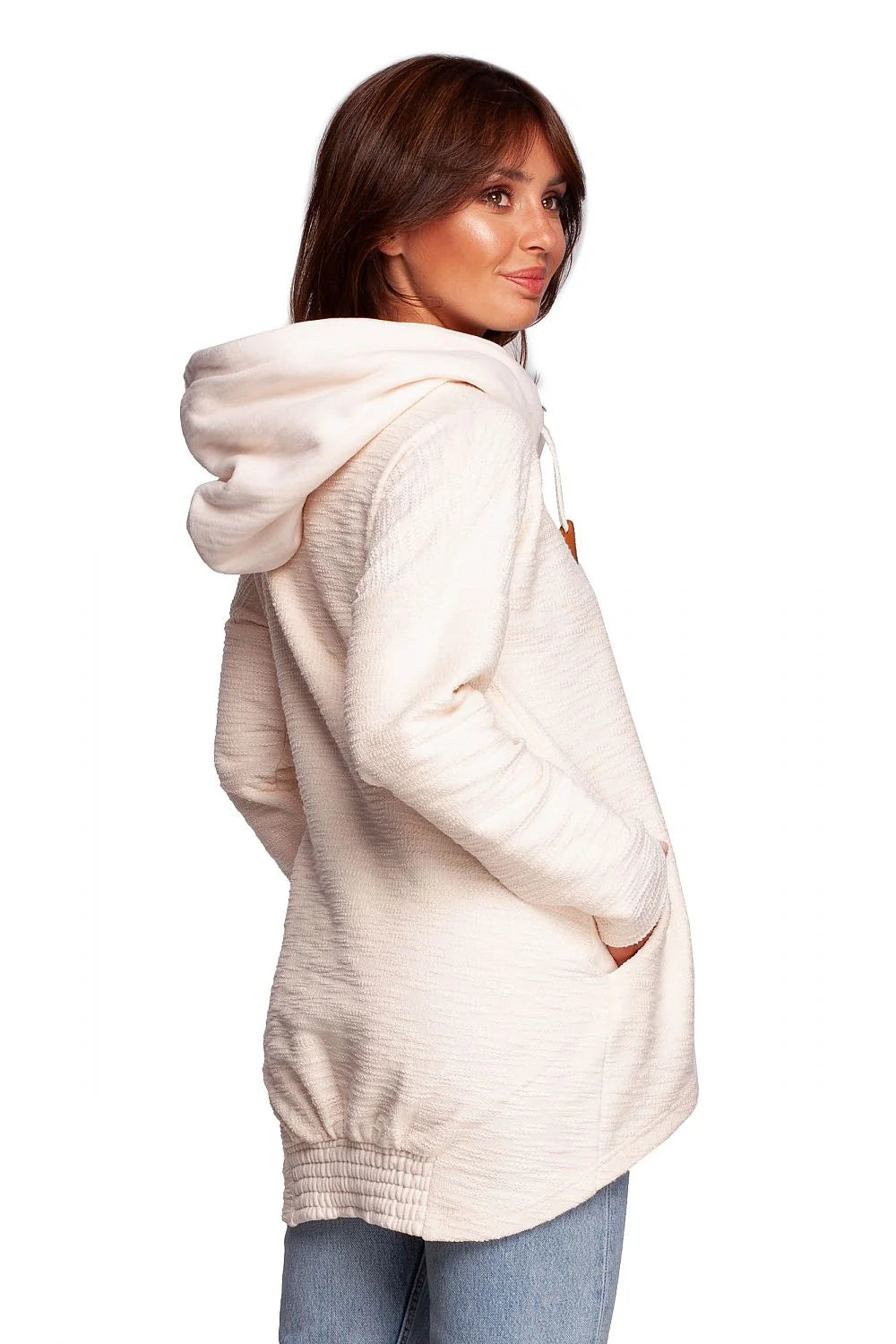 Sweatshirt Be Wear pour femme confort style décontracté design minimaliste couleur crème matériau doux