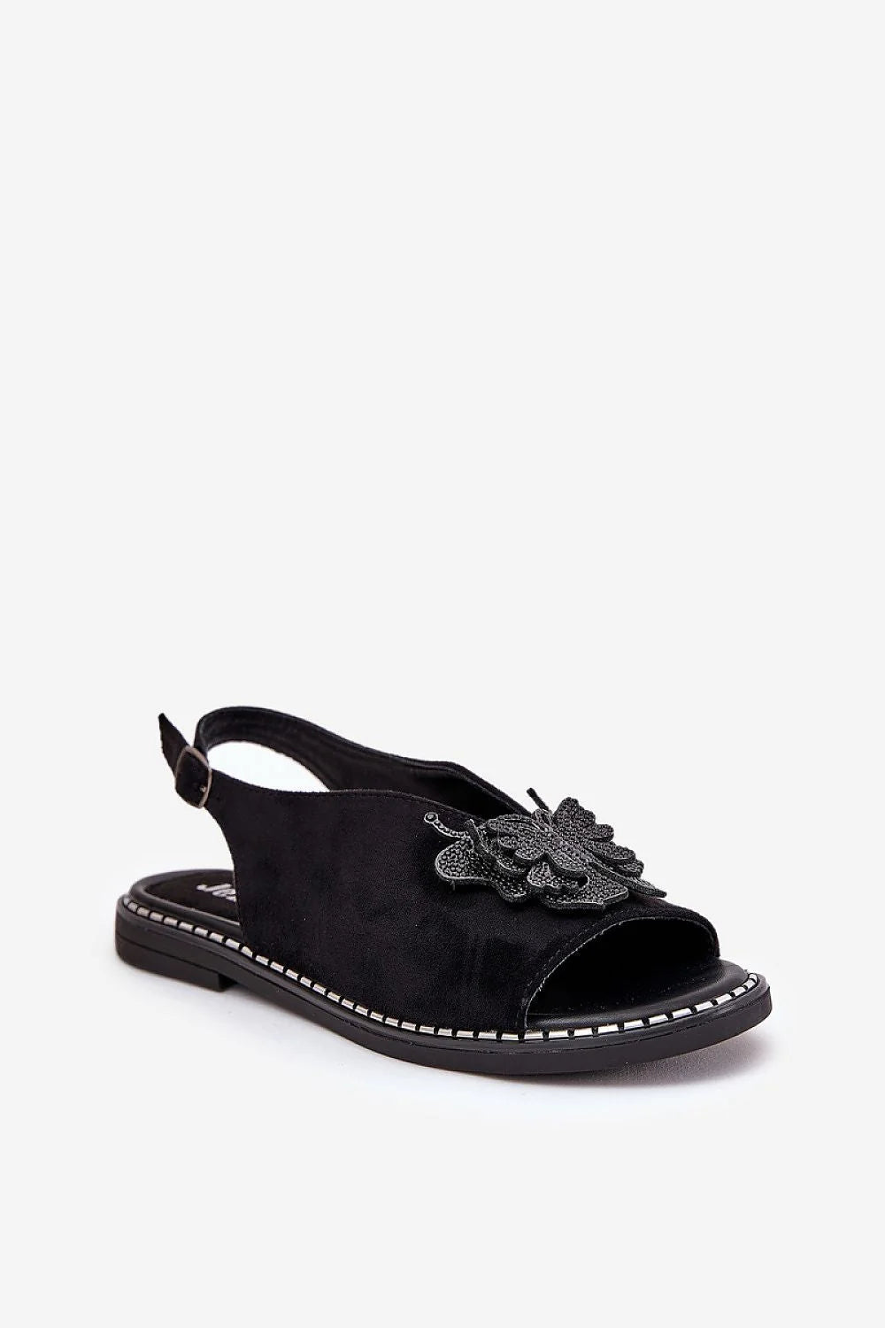 Mules femmes Jezzi suédine écolo broderie papillon strap ajustable semelle épaisse moderne été casual élégant versatile