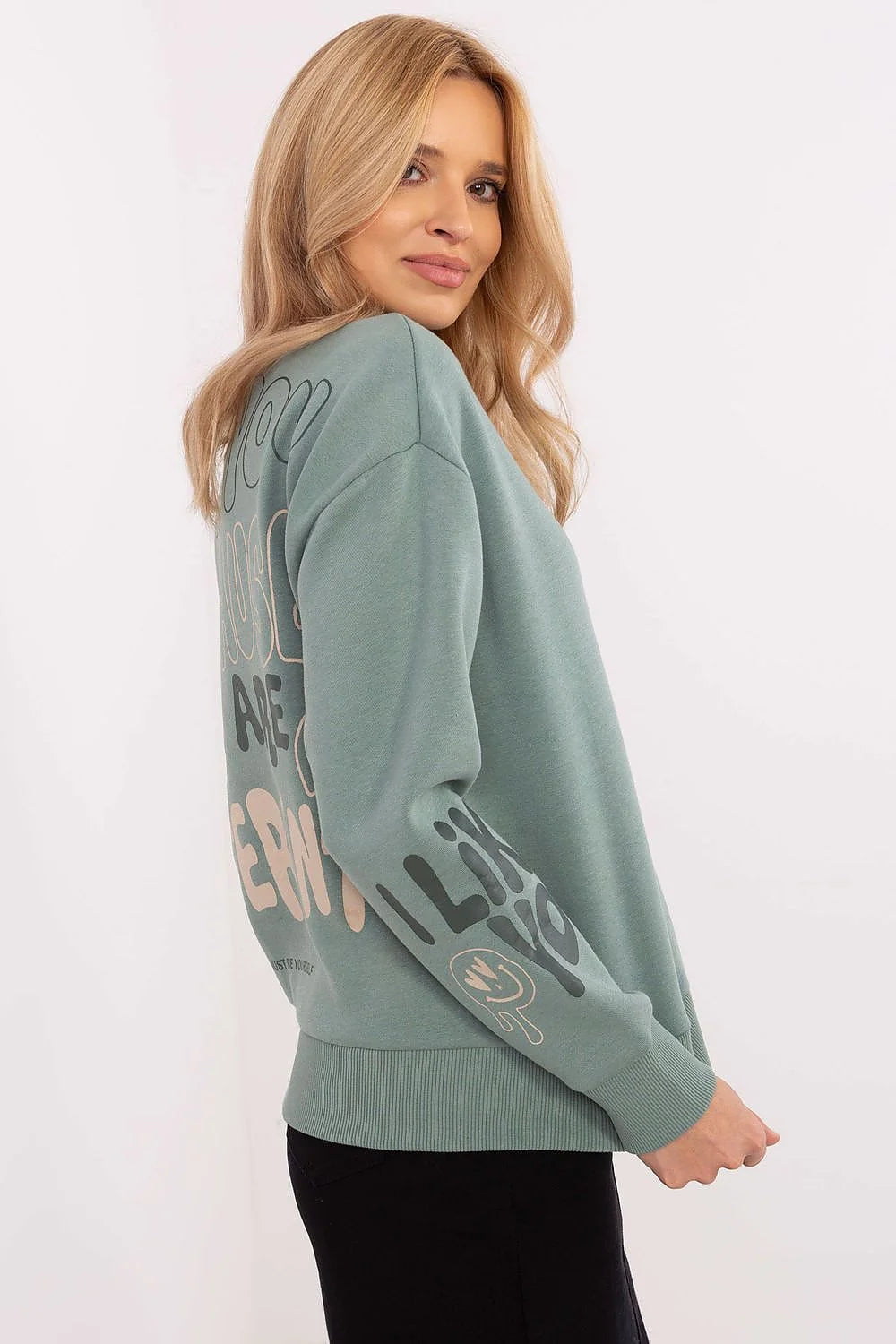 Sweatshirt Sublevel pour femmes en coton polyester design moderne manches longues encolure ras-du-cou YOU ARE DIFFERENT