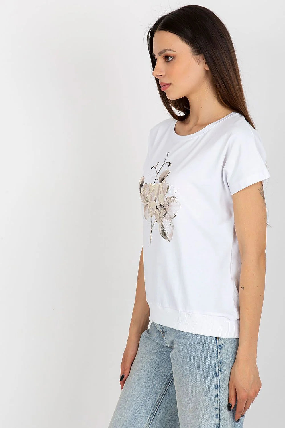 Chemisier floral artistique pour femmes en coton élasthanne manches courtes style casual occasion polyvalente