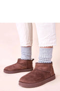 bottes neige femme Gemre Elriee chocolat suédé marron fourrure douce chaudes cheville basses bout rond coutures apparentes semelle crampons antidérapante
