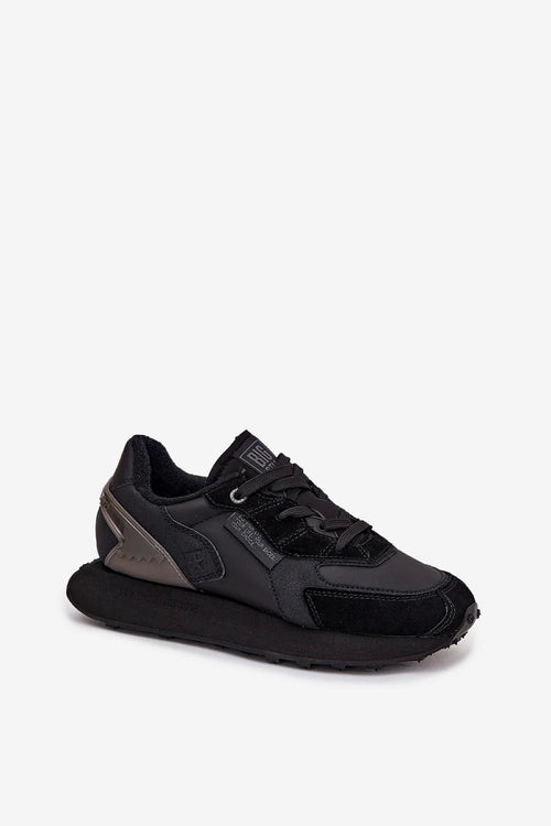 Baskets femme BigStar cuir naturel suédé noir rétro running basses lacets plateforme amortissante semelle crantée absorbante recyclée confortable