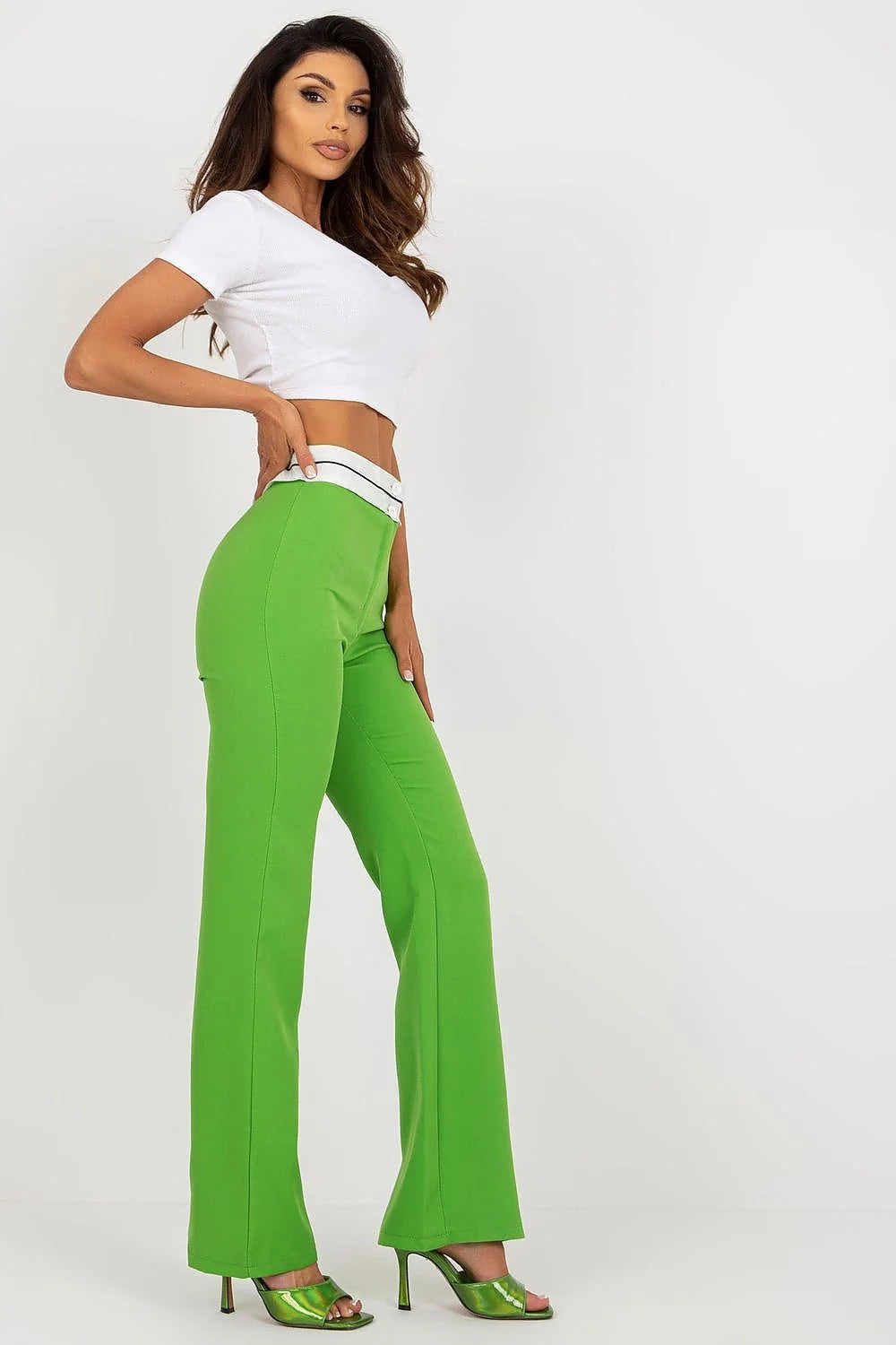 Pantalon femme Italy Moda taille haute coupe droite élégance mode vêtements femmes summer look