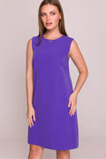 Robe de jour Stylove sans manches col rond détail métallique tissu satiné coupe trapèze femme