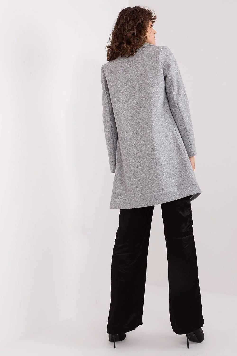 Manteau Och Bella élégant pour femme, coupe droite, col à revers, polyester doux, poches latérales, style versatile, saisonnalité multiple