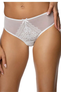 culotte femme blanche dentelle florale guipure tulle transparent taille haute coupe couvrante fond doublé nœud satin romantique confortable