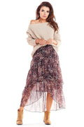 Jupe maxi en mousseline de soie imprimée florale asymétrique élégante femme confortable chic moderne