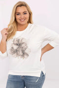 Chemisier grande taille Relevance en coton élasthanne, manches longues, imprimé floral doré, style décontracté élégant pour femme