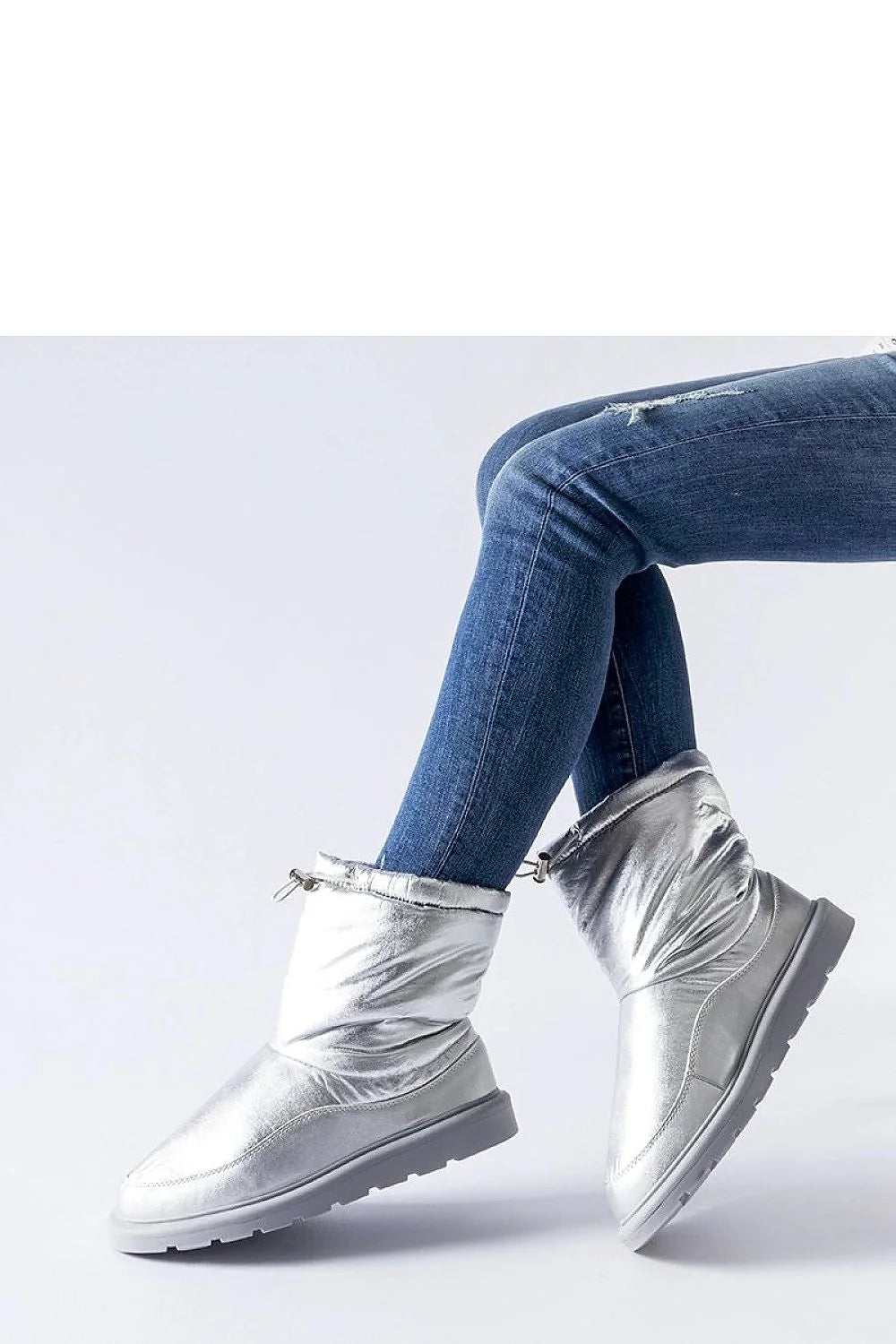 Bottes de neige isolées pour femmes style moderne futuriste couleur argentée mid-calf isolation intérieure semelle épaisse non glissante