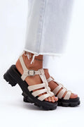 Sandales femmes design moderne cuir végétalien boucle métallique plateforme épaisse taille ajustable sandales Zaxy