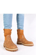 bottines femme brunes cuir suédé écologique doublées tige froncée semelle plate crantée adhérente bout rond enfilage facile confortables automne hiver