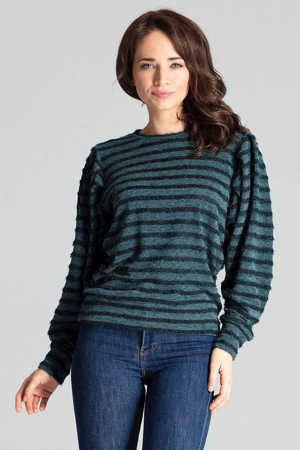 Chemisier femme manches longues élégant en polyester viscose rayures grises confort moderne toutes occasions