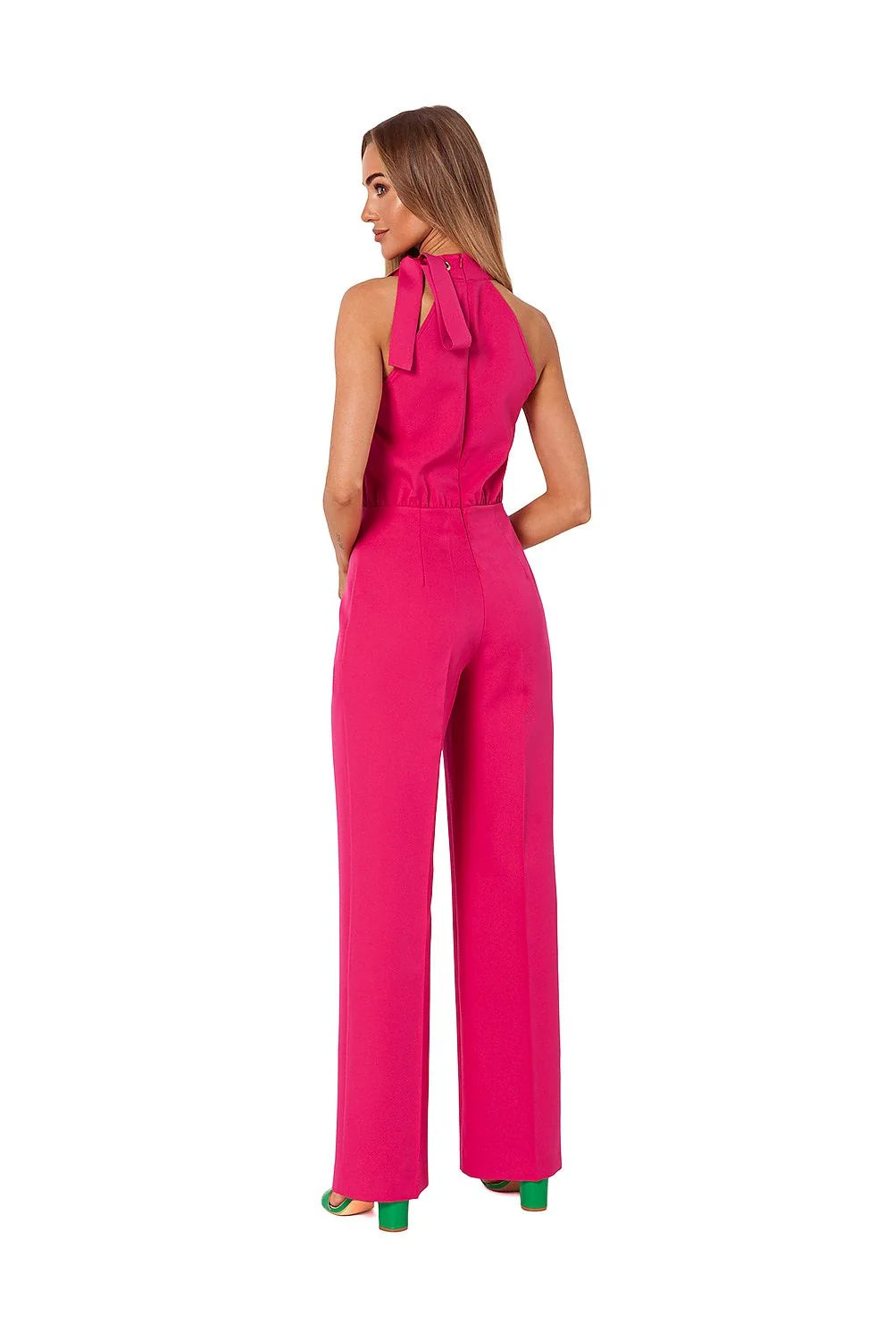 Combinaison Moe femme élégante verte sans manches col montant élastique taille ajustable polyester élasthanne
