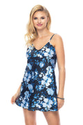 Robe été élégante motif floral bleu blanc satin léger robe femme robe décontractée robe fluide robe été robe mode robe femme sexy robe tendance