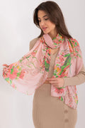 Écharpe femme motif floral couleur rose pastel fleurs vives longueur 188cm largeur 64cm viscose 100%
