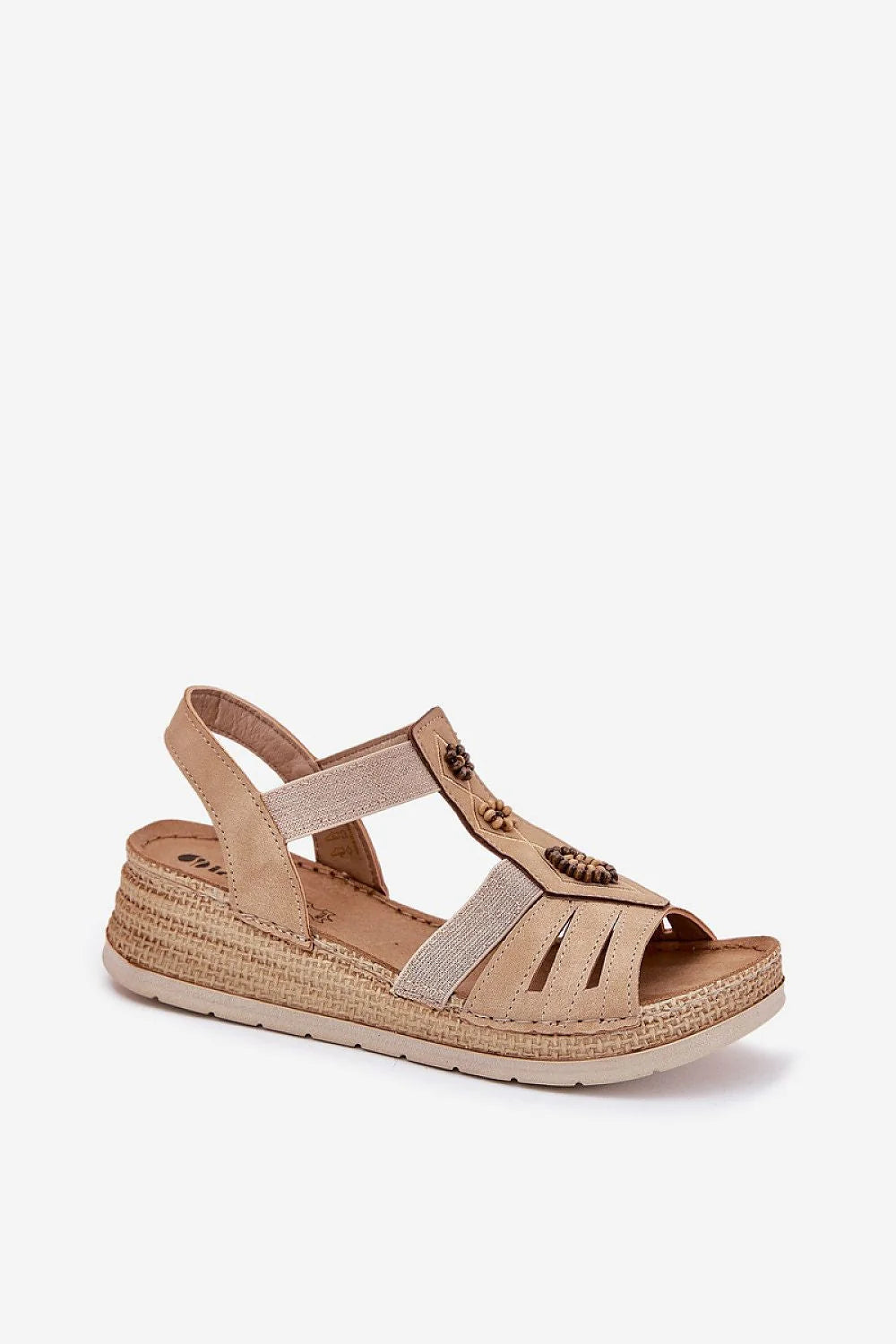 Sandales femmes élégantes confortables INBLU cuir artificiel talon compensé style summery floral motifs femmes