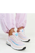 Baskets féminines modernes design sportif tendance style urbain semelle épaisse mesh respirant rose pâle irisé