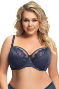 Soutien-gorge dentelle bleu marine élégant balconnet confort maintien parfait femmes modernes chic lingerie