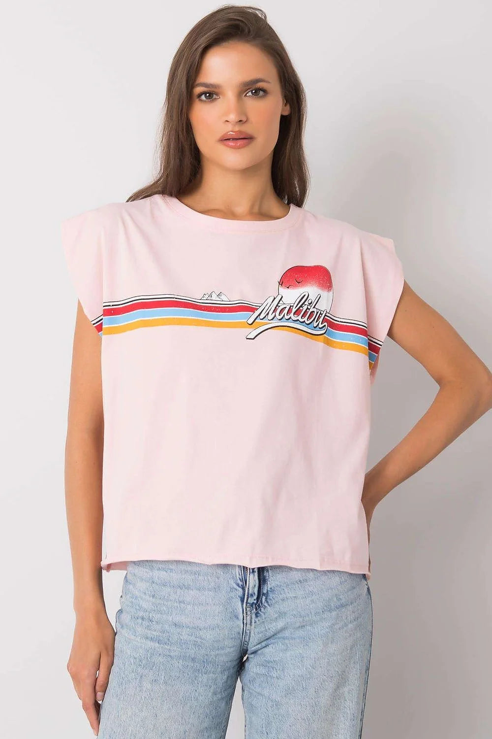 Tshirt Fancy femme noir coton jersey léger doux respirant coupe ample boxy manches courtes tombantes encolure ronde imprimé