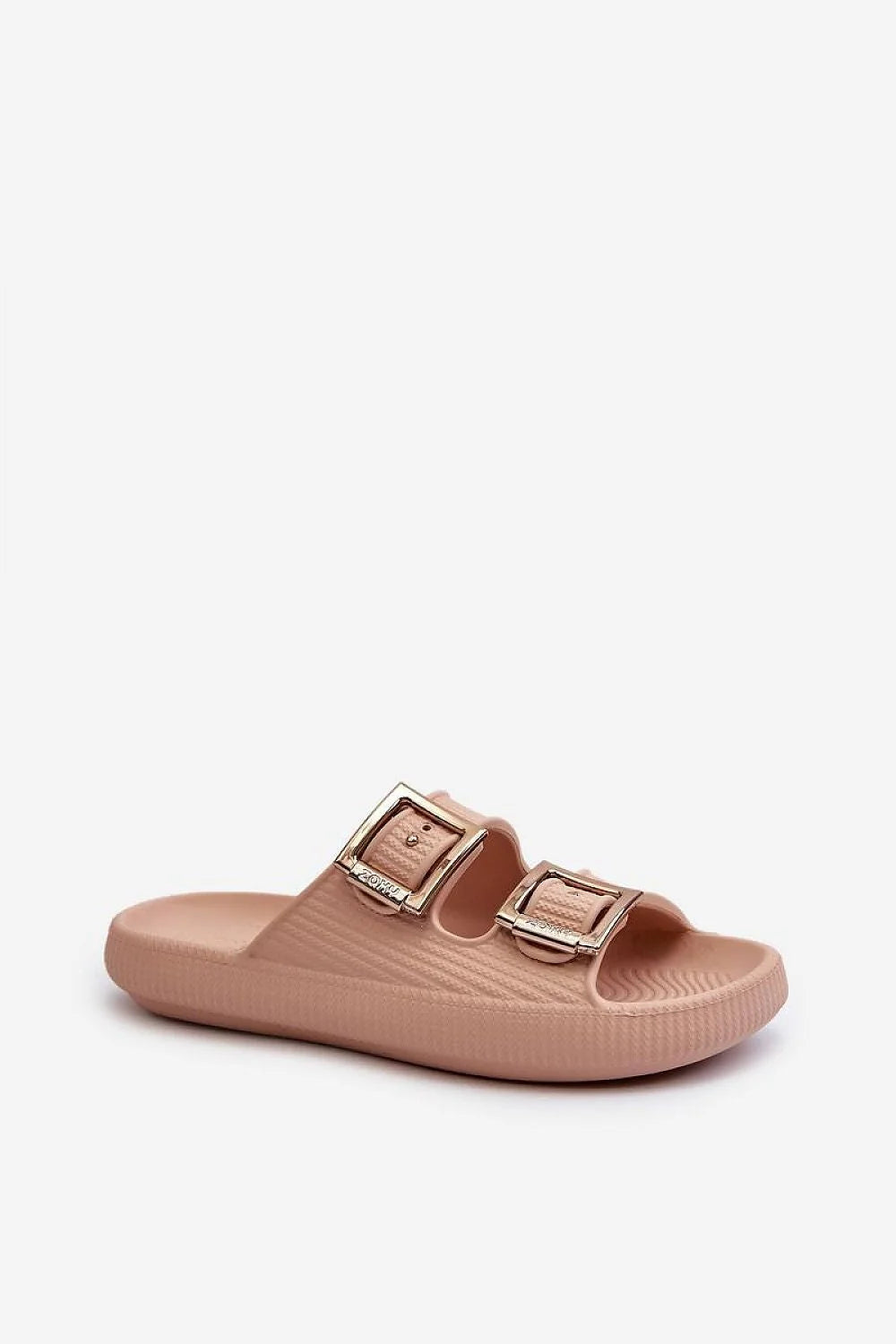 Sandales femme style moderne et décontracté beige rosé sangles ajustables boucles métalliques talon légèrement surélevé confort maximal ZAXY