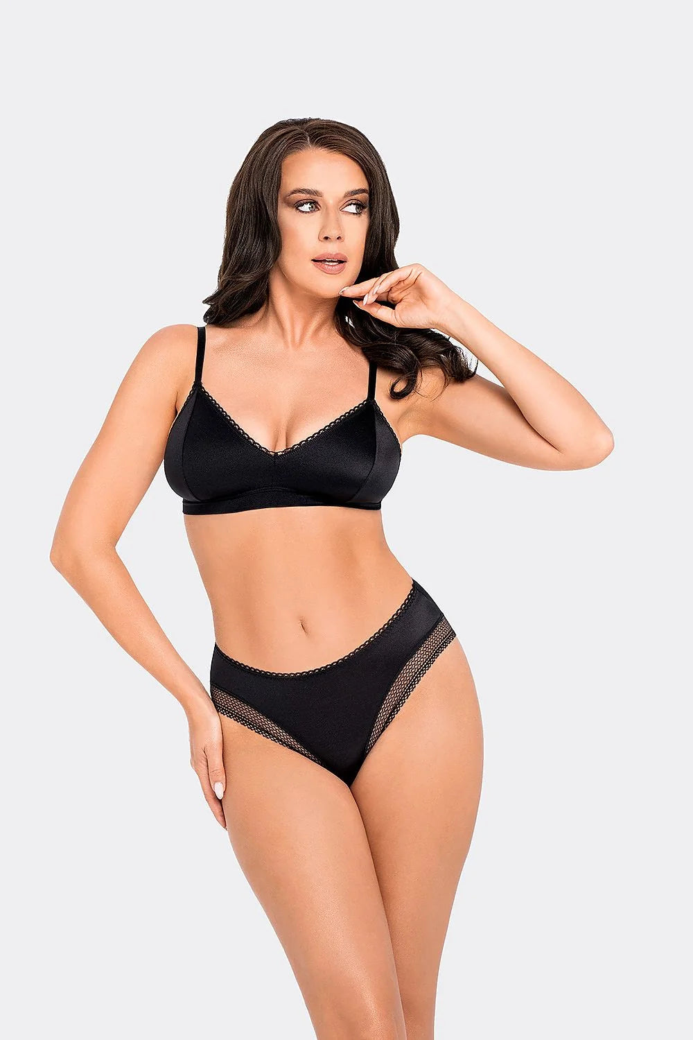 Ensemble de lingerie féminine luxueux noir en microfibre dentelle无 coutures plates taille élastique soutien-gorge三角 culottes haute taille S M L XL