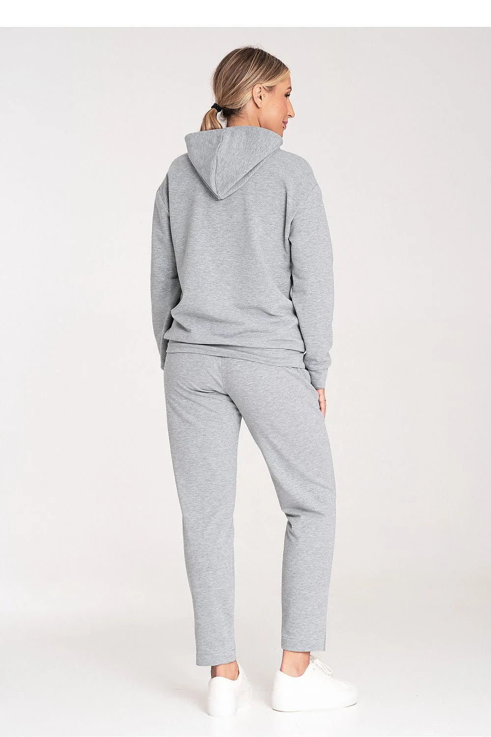 Ensemble mode féminin pull col montant pantalon taille élastiquée style décontracté confortable coton mélangé