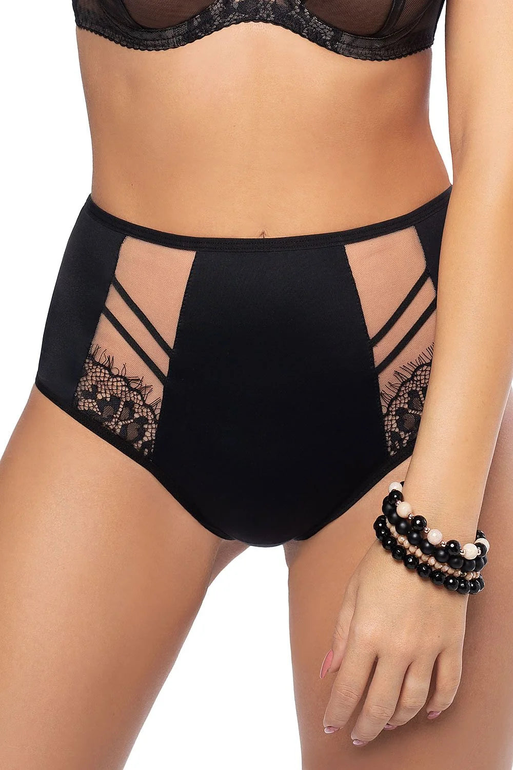 Culotte Taille Haute en Dentelle Noire Élégante et Sexy pour Femme Lingerie Chic Gorsenia