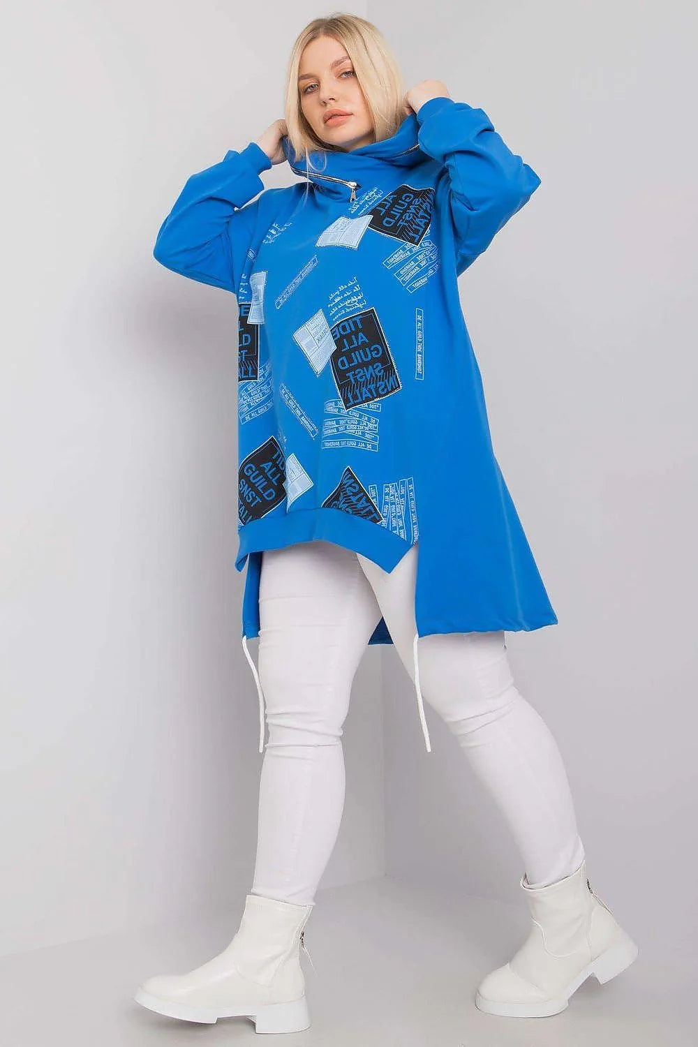 Pullover long pour femmes style casual contemporain graphique imprimé asymétrique couleur bordeaux matériau coton doux polyester