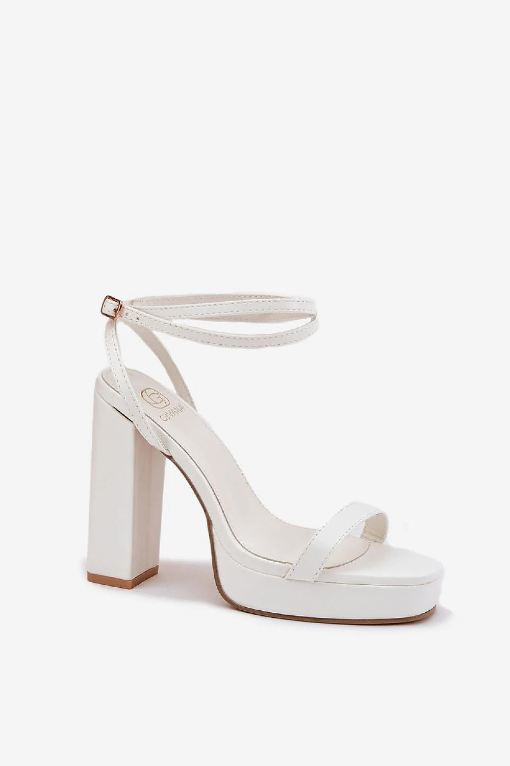 Sandales à talons hauts pour femme design moderne cuir artificiel block heels blanc confort ankle strap métal buckle été chic antidérapant