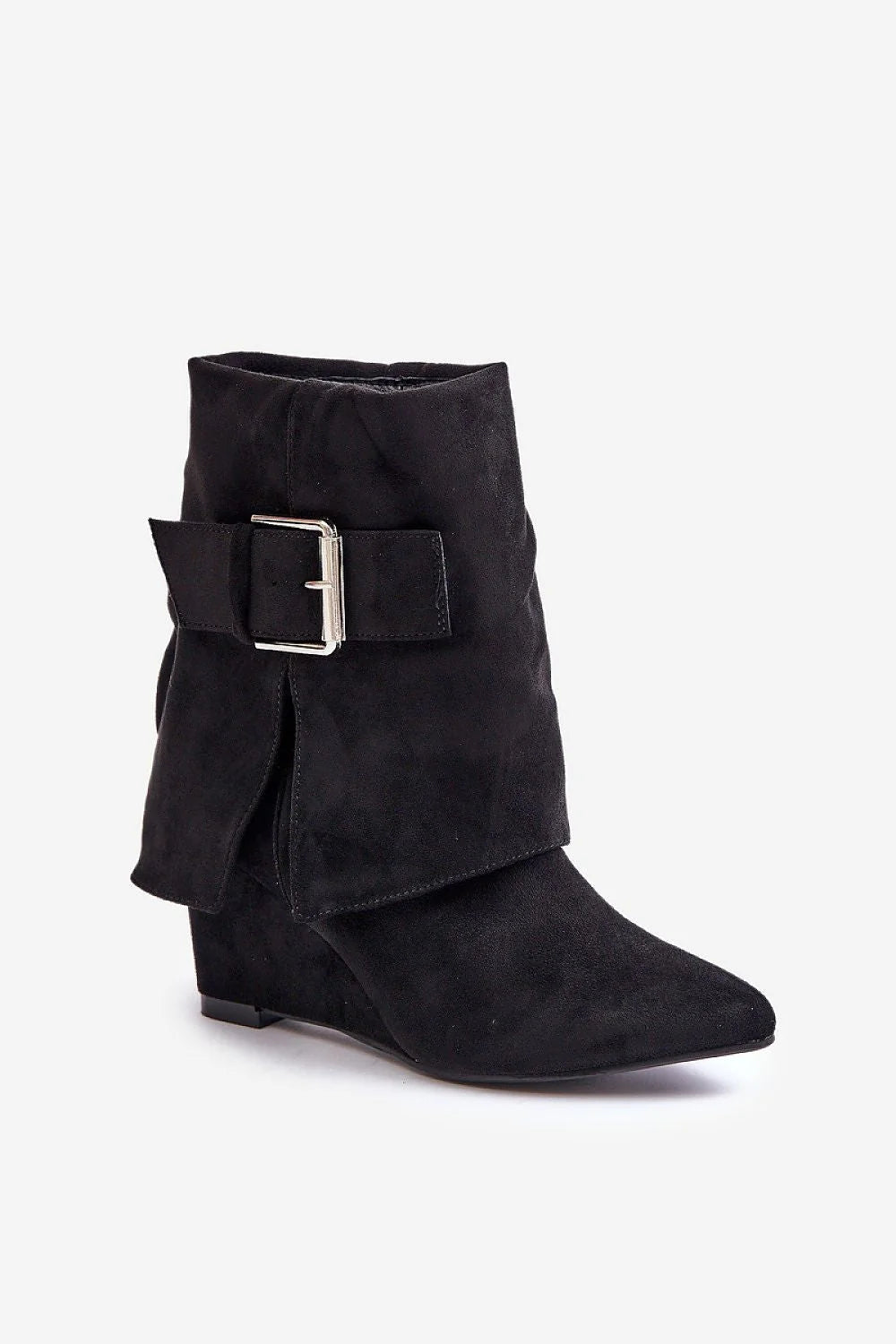 Bottes cothurnes modernes en daim noir pour femmes, design élégant, talon compensé, style intemporel