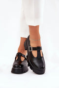 Chaussures plates femmes Mary Jane cuir artificiel noir talon plat plateforme confortable style moderne classique occasion quotidienne
