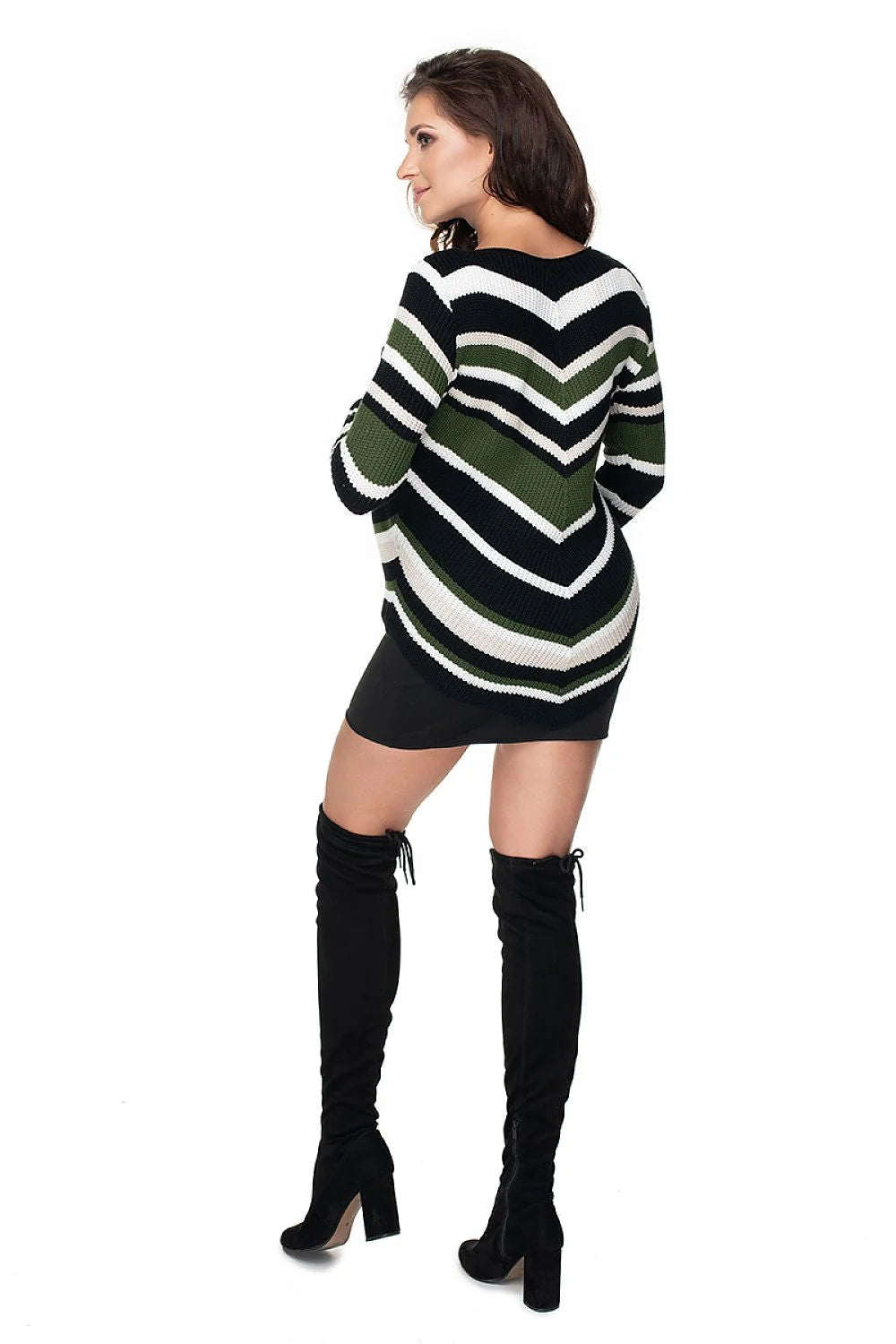 Pull grossesse tricot acrylique manches longues élégant rayures chevron confort mode future maman moderne