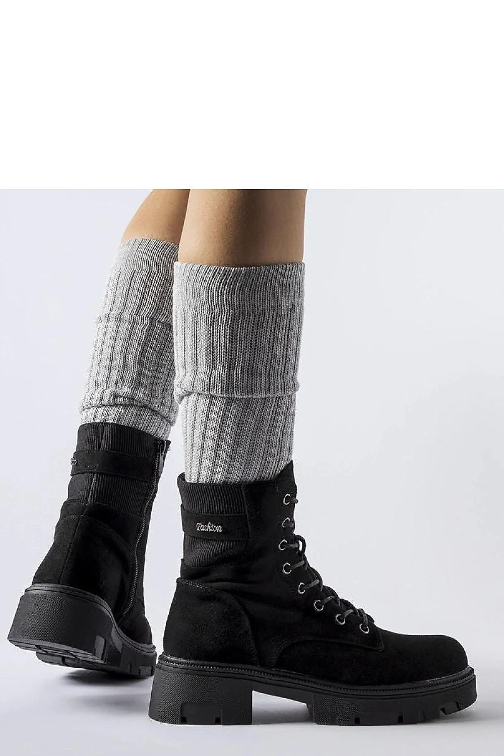 Bottes combat pour femmes en daim Cunha noir talon plat lacets fermeture éclair haute cheville automne hiver confortable