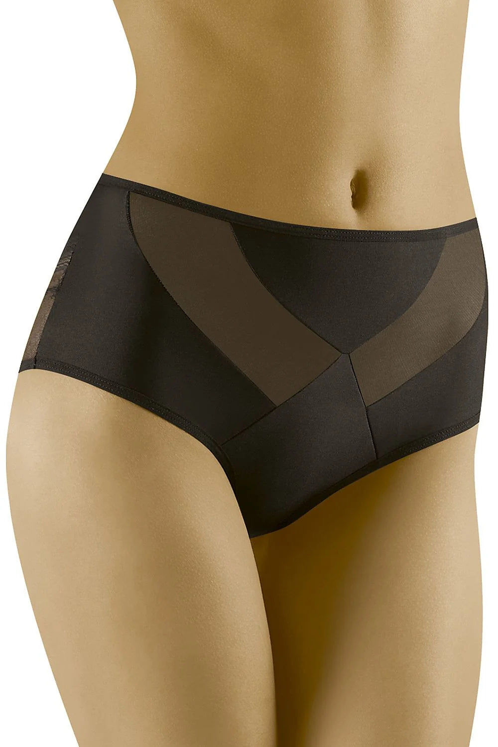 Wolbar culotte taille haute gainante ventre plat microfibre nylon élasthanne maille tulle panneaux latéraux maintien respirante bords discrets invisible