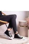 Baskets montantes femme design classique noir semelle blanche lacets blancs conforturable tige haute streetwear casual
