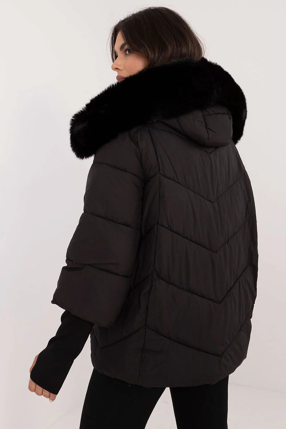 Veste MBM matelassée pour femme style décontracté polyester isolation synthétique capuche fourrure amovible manches longues hiver automne