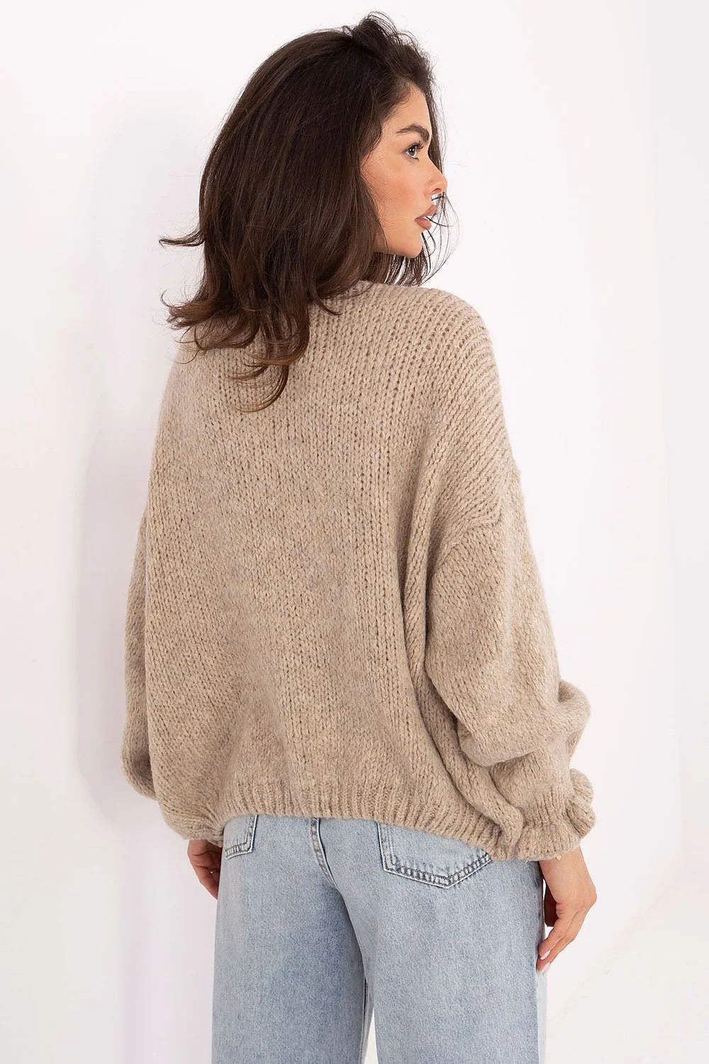 cardigan long universel sans fermeture style décontracté féminin manches longues volants douceur tricot mélangé acrylique laine viscose polyamide