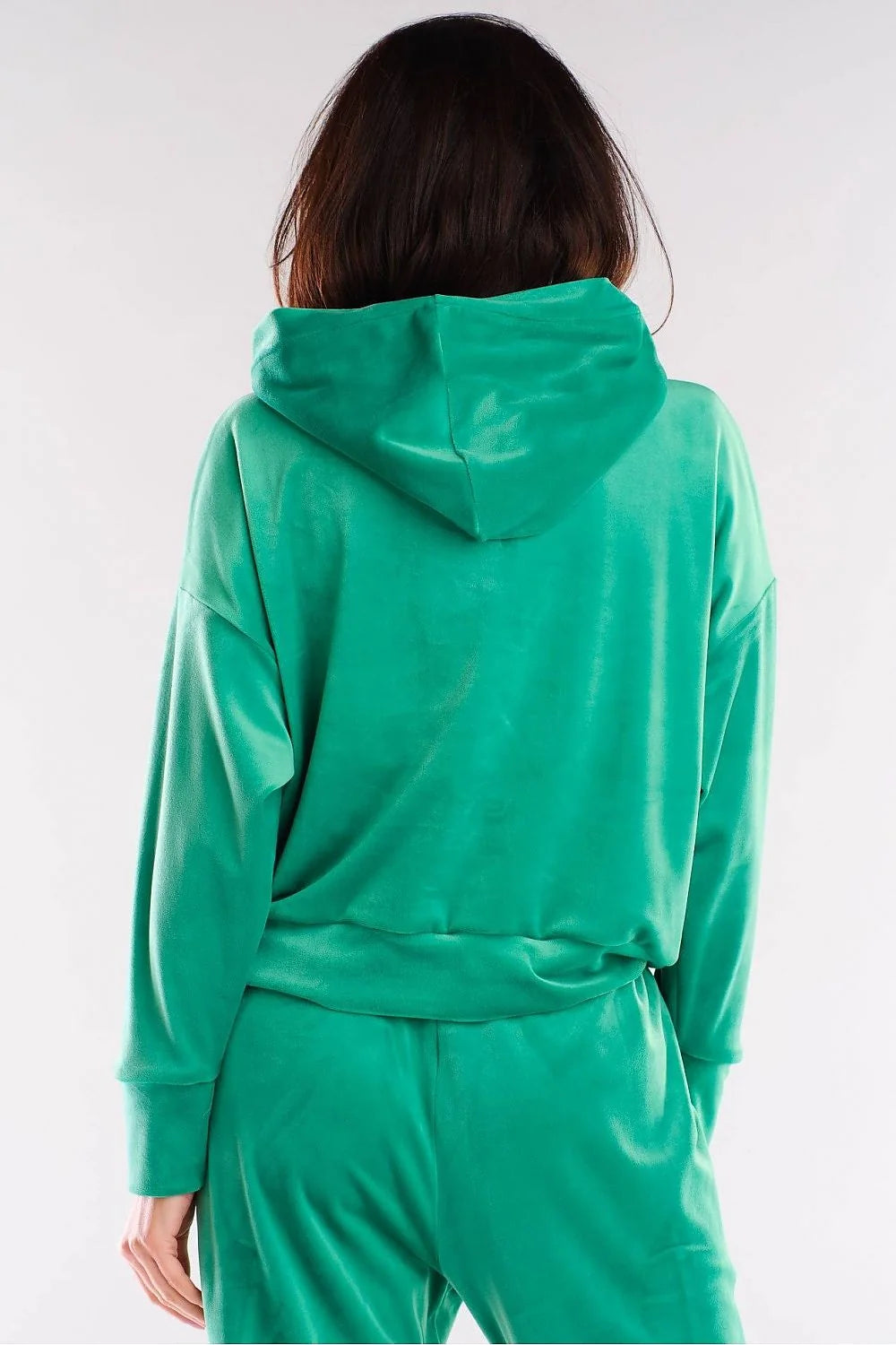 Sweatshirt femme velours rose vif style décontracté chic confortable coupe ample capuche poches pratiques