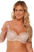 Soutien-gorge allaitement femme élégant confort coton microfibre style moderne coupe classique dentelle couleur rose pâle armatures fermeture arrière adjustable