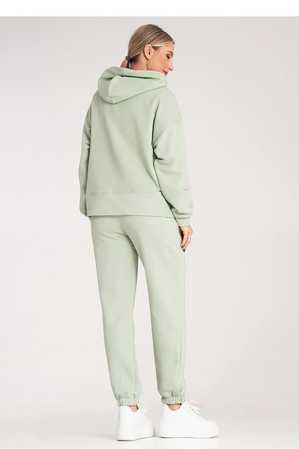 Ensemble Figl sweat à capuche pantalon jogging femmes couleur vert pastel coton polyester confortable style casual