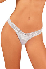 Culotte en dentelle blanche élégante design romantique floral motifs dentelle fine tissu doux taille ajustable lingerie féminine sexy