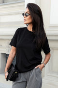 tshirt ivon femme coton elasthanne blanc basique manches courtes col rond coupe droite tombé relaxed logo brodé tonsurton