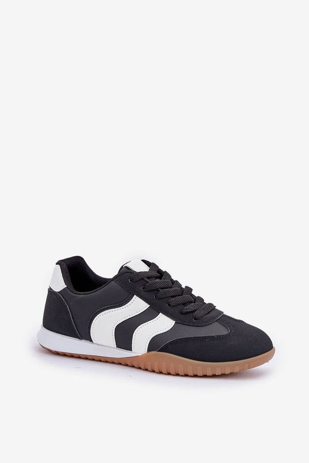 Chaussures de sport élégantes pour femme en similicuir couleur noire style décontracté confort maximal amorti optimal